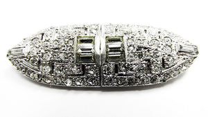 Coro 1930s Costume Jewelry Extraordinary Art Deco Diamante Duette Pin - Front
