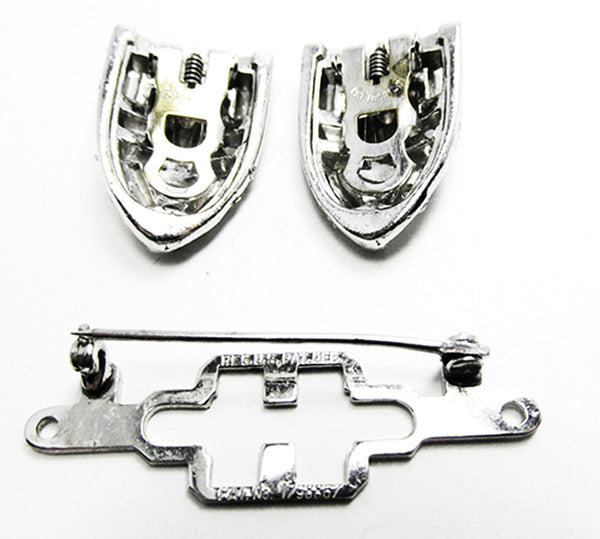 Coro 1930s Costume Jewelry Extraordinary Art Deco Diamante Duette Pin - Clip Backs and Frame