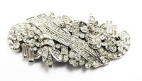 Vintage 1930s Jewelry Art Deco Eye-Catching Clear Diamante Duette  - Front - Thumbnail