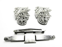 Vintage 1930s Jewelry Art Deco Eye-Catching Clear Diamante Duette  - Frame and Clips - Thumbnail