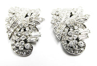Vintage 1930s Jewelry Art Deco Eye-Catching Clear Diamante Duette  - Clip Fronts - Thumbnail