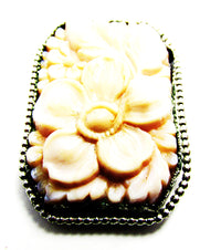 Vintage 1920s Jewelry Outstanding Carved Art Nouveau Dress Clip - Front - Thumbnail