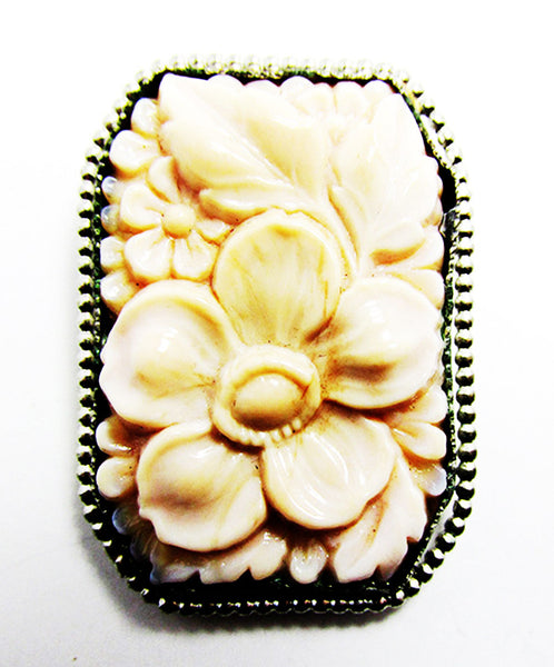 Vintage 1920s Jewelry Outstanding Carved Art Nouveau Dress Clip - Front