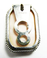 Vintage 1920s Jewelry Outstanding Carved Art Nouveau Dress Clip - Back - Thumbnail