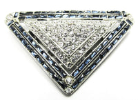 Vintage Early 1930s Stunning Art Deco Geometric Rhinestone Dress Clip - Front - Thumbnail