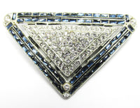 Vintage Early 1930s Stunning Art Deco Geometric Rhinestone Dress Clip - Front - Thumbnail