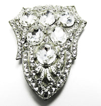 Vintage Costume Jewelry 1930s Elegant Art Deco Diamante Dress Clip - Front - Thumbnail