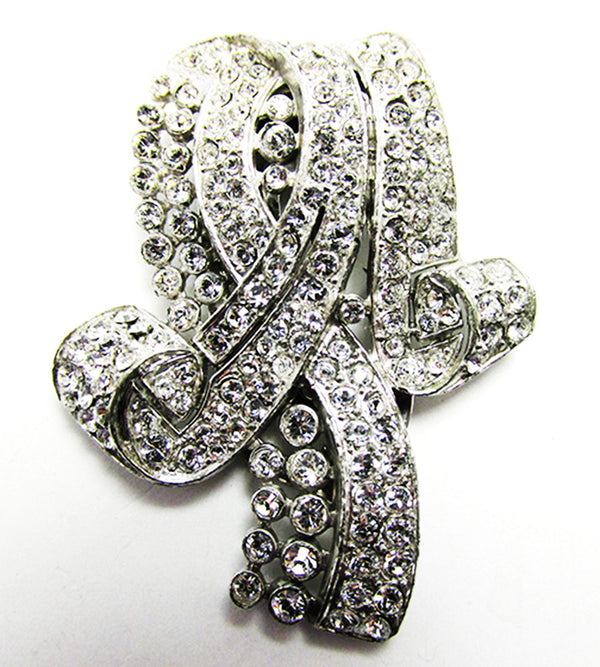 1930s Crown Trifari Designer Alfred Philippe Art Deco Diamante Clip
