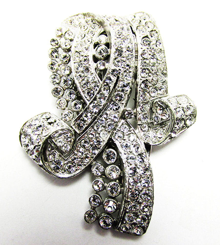 1930s Crown Trifari Designer Alfred Philippe Art Deco Diamante Clip