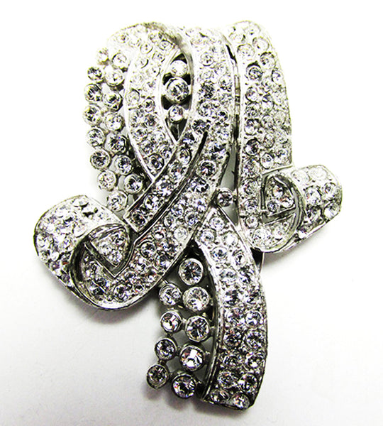 1930s Crown Trifari Designer Alfred Philippe Art Deco Diamante Clip