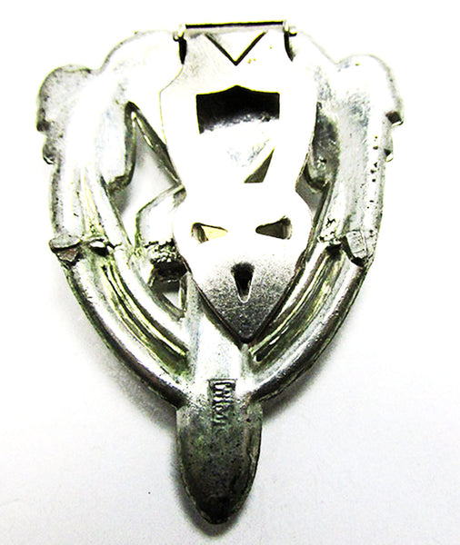 WMCA 1930s Vintage Designer Jewelry Art Deco Clear Diamante Dress Clip - Back