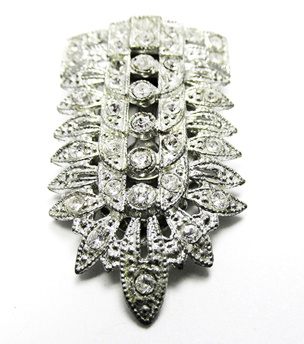 Vintage 1930s Jewelry Striking Art Deco Geometric Diamante Dress Clip