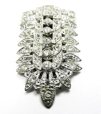 Vintage 1930s Jewelry Striking Art Deco Geometric Diamante Dress Clip - Front - Thumbnail