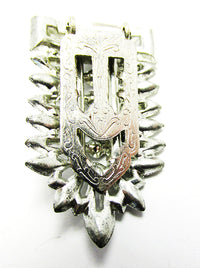 Vintage 1930s Jewelry Striking Art Deco Geometric Diamante Dress Clip - Clip Mechanism - Thumbnail