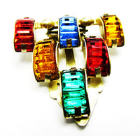1930s Vintage Jewelry Stunning Art Deco Brass Diamante Dress Clip - Front - Thumbnail