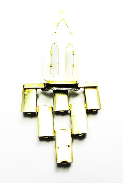 1930s Vintage Jewelry Stunning Art Deco Brass Diamante Dress Clip - Back