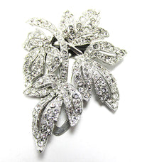 Vintage Jewelry Stunning 1930s Art Deco Diamante Floral Dress Clip - Front - Thumbnail