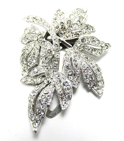 Vintage Jewelry Stunning 1930s Art Deco Diamante Floral Dress Clip - Front