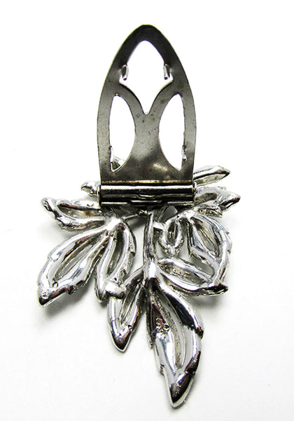 Vintage Jewelry Stunning 1930s Art Deco Diamante Floral Dress Clip  - Back