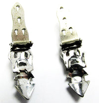 Vintage 1930s Jewelry Exquisite Art Deco Ruby Diamante Dress Clips - Back - Thumbnail