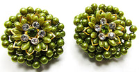Vintage 1950s Unusual Pearl and Diamante Necklace and Earrings Set - Earrings - Thumbnail