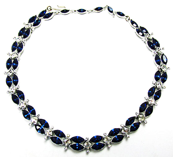 Kramer 1950s Vintage Jewelry Sapphire Diamante Necklace and Bracelet - Necklace