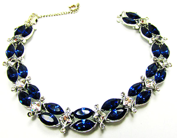 Kramer 1950s Vintage Jewelry Sapphire Diamante Necklace and Bracelet - Bracelet