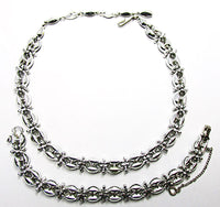 Kramer 1950s Vintage Jewelry Sapphire Diamante Necklace and Bracelet - Back - Thumbnail