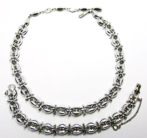 Kramer 1950s Vintage Jewelry Sapphire Diamante Necklace and Bracelet - Back