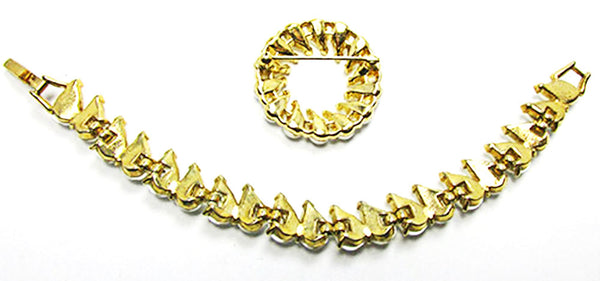 Crown Trifari Vintage 1950s Designer Jewelry Pearl Bracelet and Pin - Back