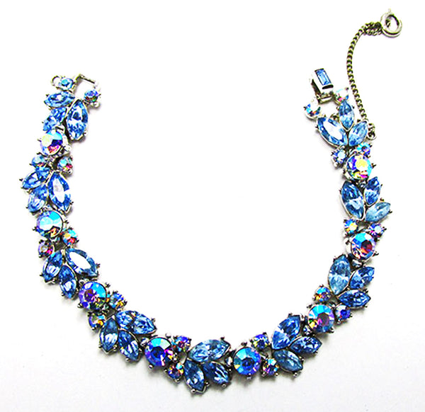 Crown Trifari 1950s Vintage Jewelry Sapphire Diamante Floral Set - Bracelet