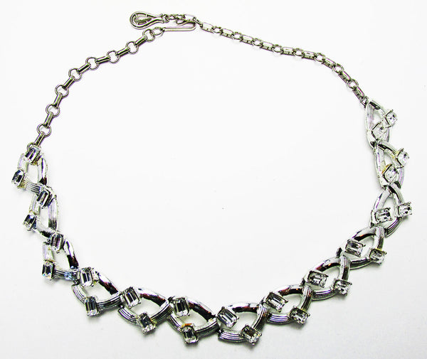 Coro 1960s Mid-Century Diamante Necklace, Earrings, and Bracelet Set - Necklace