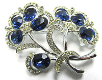 Signed Kramer Vintage Jewelry 1950s Diamante Floral Pin and Earrings - Pin - Thumbnail