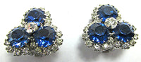 Signed Kramer Vintage Jewelry 1950s Diamante Floral Pin and Earrings - Earrings - Thumbnail