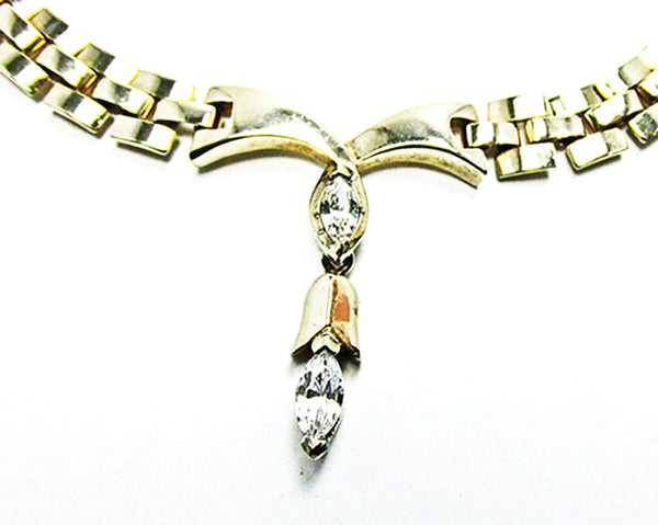 Tara 1960s Vintage Contemporary Style Diamante Necklace and Earrings - Close Up