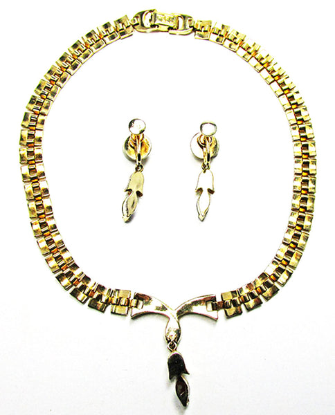 Tara 1960s Vintage Contemporary Style Diamante Necklace and Earrings - Back