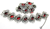Rare Schiaparelli 1950s Designer Vintage Jewelry Bracelet and Pin Set - Back - Thumbnail