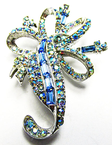 Pell 1950s Vintage Designer Diamante Ribbon Bow Pin and Earrings Set - Pin