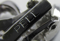 Pell 1950s Vintage Designer Diamante Ribbon Bow Pin and Earrings Set - Signature - Thumbnail
