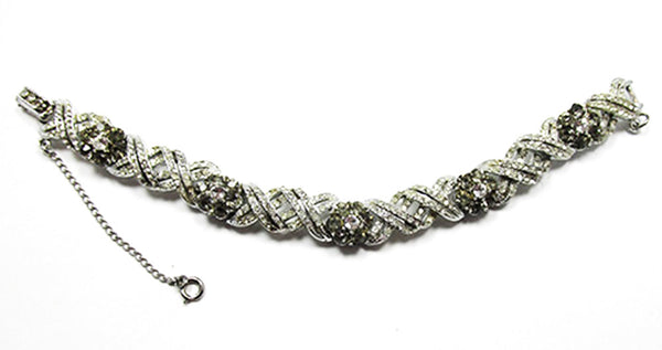 Coro Pegasus Mark Vintage Mid-Century Stylish Floral Diamante Bracelet - Front