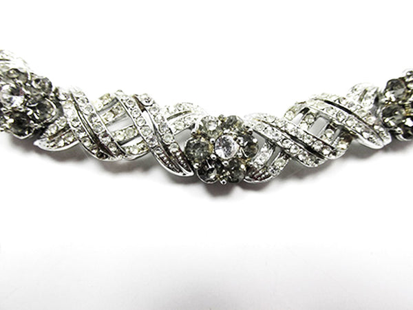 Coro Pegasus Mark Vintage Mid-Century Stylish Floral Diamante Bracelet - Close Up