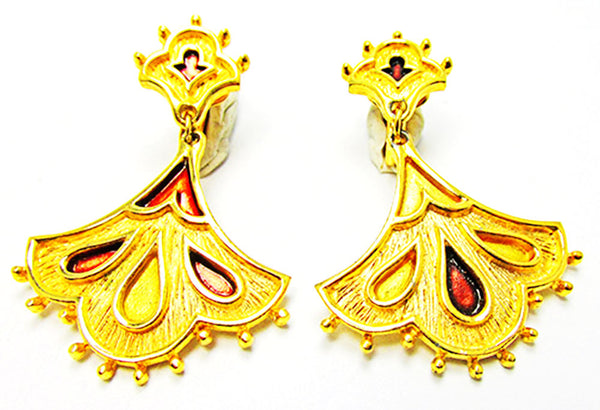 Kramer 1960s Designer Vintage Jewelry Bold Enamel Pendant and Earrings - Earrings