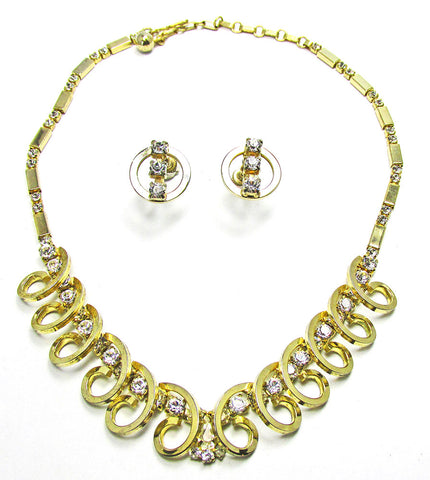 Sarah Coventry Vintage 1950s Designer Rhinestone Jewelry Set - Front