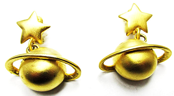 JJ Vintage Jewelry 1960s Moon, Stars, and Planets Pin and Earrings Set - Earrings