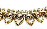 Crown Trifari 1950s Vintage Jewelry Book Piece Diamante Heart Set - Close Up - Thumbnail