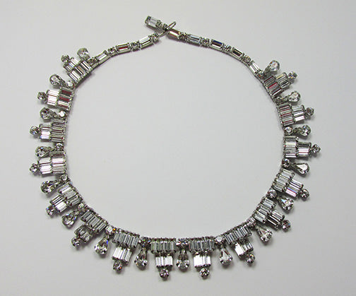 Kramer N.Y. Exquisite Retro 1940s Geometric Rhinestone Necklace