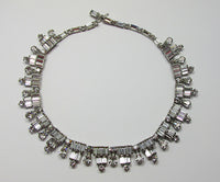 Kramer N.Y. Exquisite Retro 1940s Geometric Rhinestone Necklace - Thumbnail