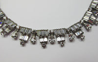 Kramer N.Y. Exquisite Retro 1940s Geometric Rhinestone Necklace - Thumbnail