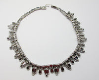 Kramer N.Y. Exquisite Retro 1940s Geometric Rhinestone Necklace - Thumbnail