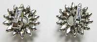 Crown Trifari Vintage Sophisticated 1950s Moonstone Button Earrings - Thumbnail
